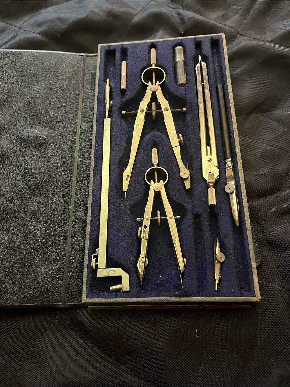 Vintage Silver  Drafting Compass Set -